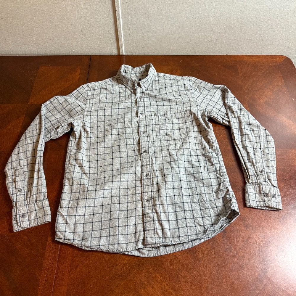 Uniqlo Men's Button Down Shirt‎ Long Sleeve Gray Check Size M